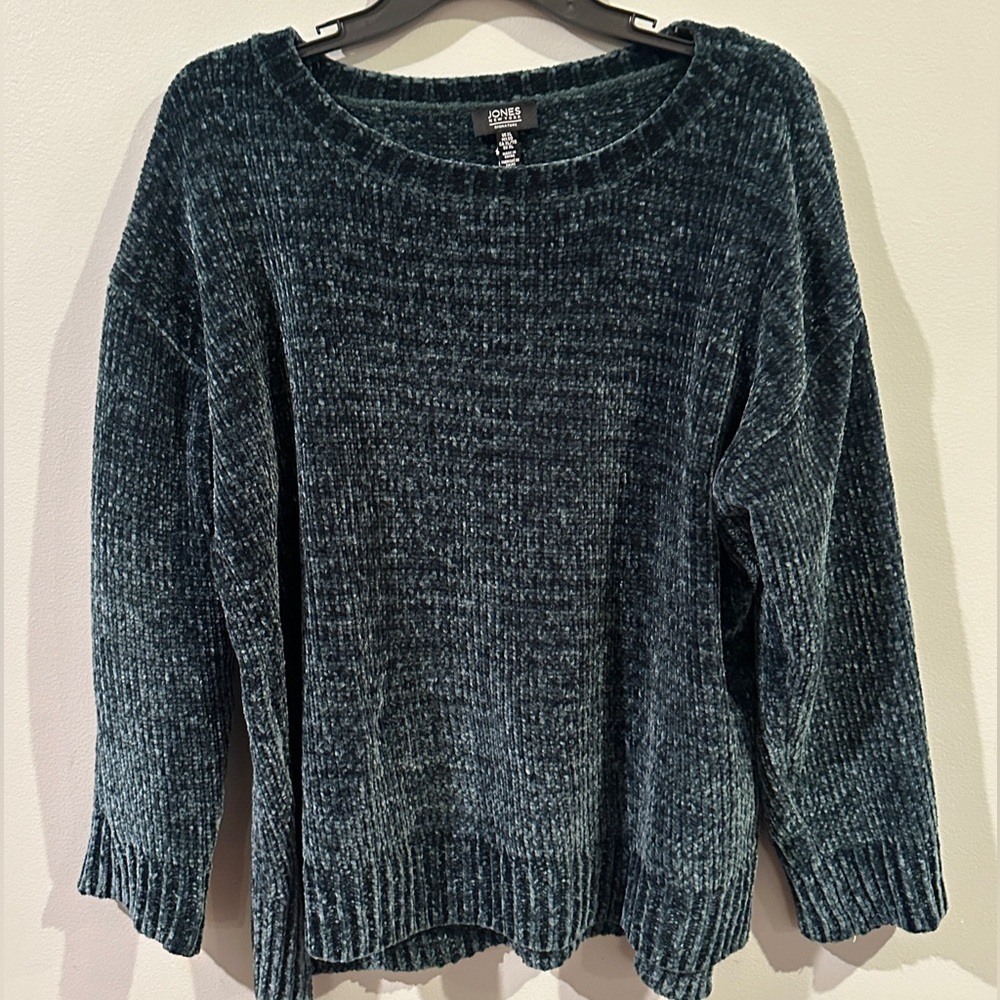 Jones New York Signature Sweater XL Teal Green Soft Plush Cozy Pullover